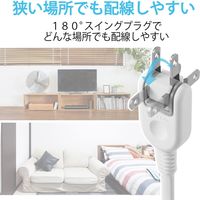 延長コード 電源タップ 3m 6個口 個別スイッチ 雷ガード ほこり防止 ホワイト T-K6A-2630WH エレコム 1個（直送品）