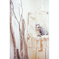 トモ・コーポレーション ハンモック マクラメ編み キャットハンギングベッド ラティス 猫 424337 1個（直送品）