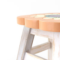 トモ・コーポレーション スツール 座面高25~26cm ピンクフラワー 天然木 433214 1個（直送品）