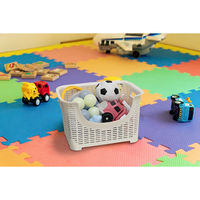 清水産業株式会社 重ねて使えるキャスター付きバスケット3段 アイボリー 120869 1個（直送品）