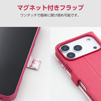 iPhone17 Pro ケース レザー 手帳型 マグネット 超軽量 ディープピンク PM-A25CPLFUJPND エレコム 1個（直送品）