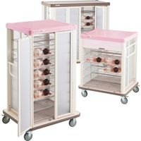 エレクター 常温配膳車coo 扉式 ワイド W1642×D870×H1196mm 30膳 JCTW30DSP DXモデル ピンク（直送品）