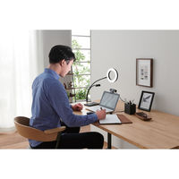 自撮りライト LEDリングライト USB接続 3色調光 クリップスタンド付 直径16cm DE-L01BK 1個 エレコム