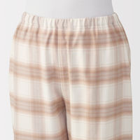 無印良品 レディース 婦人 脇に縫い目のない フランネル長袖パジャマ 婦人Ｍ ピンクチェック 良品計画