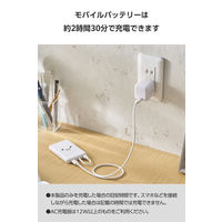モバイルバッテリー 5000mAh 小型 USB-Cケーブル一体型 ホワイト×ブラック DE-C62-5000WF エレコム 1個（直送品）