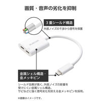 USB-C変換アダプタ 100W PD急速充電 4K映像 (C to C×2) 白 ECAD-C2CPD100WH エレコム 1個（直送品）