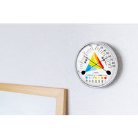 アナログ温湿度計 熱中症・インフルエンザ危険度表示 電池不要 壁掛け可能 ドリテック O-329WH 1台