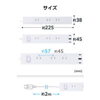 エレコム USBタップ 延長コード 2m コンセント 6口 USBーC×2 A×1 白 ECT-3920WH 1個（直送品）