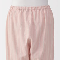 無印良品 レディース 婦人 脇に縫い目のない 二重ガーゼ長袖パジャマ 婦人ＸＬ ピンクストライプ 良品計画