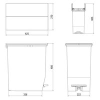 リス 抗菌 棚下で使えるペダルダストボックス45L ニーナカラー ピンク 1個 オリジナル ゴミ箱 日本製 幅270×奥行425×高さ480mm オリジナル