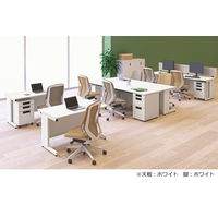 プラス スチールOAデスク フラットライン 平机 引出し無 天板ホワイト/脚ホワイト 幅1000×奥行700×高さ700mm 1台 オフィスデスク 事務机