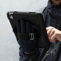 iPad11インチA16 iPad10.9インチ 第10世代 耐衝撃ケース 縦横スタンド可能 360度回転ホール 長さ調節が可能ハンドル 黒（直送品）