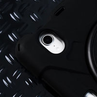 iPad mini 8.3インチ A17 Pro/第6世代 耐衝撃ケース 縦横スタンド可能 360度回転ホール ショルダーストラップ付 黒（直送品）