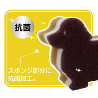 キッチンスポンジ ハード ブラウン 犬 研磨材付き 抗菌 日本製 1セット（1個×5）オーエ