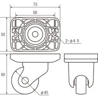 New Hikari (ニューヒカリ) ブラックキャスター40 (樹脂製) 自在 SH-CPBK40G 清水 2個（直送品）