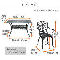 住まいスタイル アルミ製レクタングルテーブル&チェア5点セット 幅124 「トルペ」 BKS-RG124-5PS-BLK 1セット（直送品）