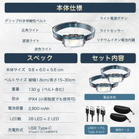 ヘッドライト LED 充電式 ネックライト 17時間点灯 ケース付き Cercano (2 青色) 1セット（2個）（直送品）