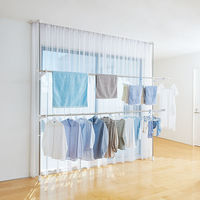 突っ張り式 洗濯物干し 室内用 ロング ホワイト ポーリッシュ PS-35 1個 天馬