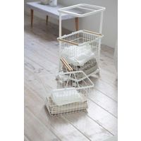 【アウトレット】tosca（トスカ） ランドリーワゴン+バスケット ホワイト 1個 山崎実業 【送料無料】　【終売品】