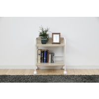 山善 YAMAZEN キャスター付リビングラック 2段 幅420×奥行275×高さ480mm ナチュラルメイプル／アイボリー 1台（直送品）