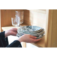 アイトー プレート 16cm M フラワーパターン 磁器 美濃焼 黒 463096 1個（直送品）