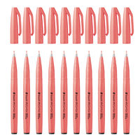 ぺんてる カラー筆ペン 筆タッチサインペン Neon Color 蛍光レッド SES15C-FB 1本