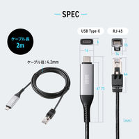 サンワサプライ  USB Type-C LAN変換ケーブル（Gigabit対応・2m） KB-SL6CLAN02BK（直送品）