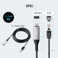 サンワサプライ  USB Type-C LAN変換ケーブル（Gigabit対応・5m） KB-SL6CLAN05BK（直送品）