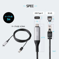 サンワサプライ  USB Type-C LAN変換ケーブル（Gigabit対応・3m） KB-SL6CLAN03BK（直送品）