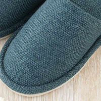 スリッパ 外縫いタイプ 室内 洗濯可 静音 滑り止め付 Lサイズ ダークブルー 1足 オリジナル