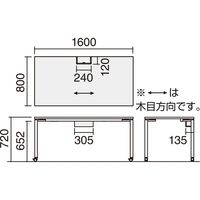 【組立設置込】コクヨ ワークフィット スタンダード 片面 アジャスター 幅1600×奥行800×高さ720mm アッシュB/ブラック 1台（直送品）