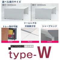 【組立設置込】プラス ステージオ フリー タイプS 両面ベース トレーなし 幅2400×奥行1400×高さ720mm ホワイト/ホワイト 1台（直送品）