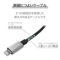 エレコム USB C-Lightningケーブル/準高耐久/2.0m/グレー MPA-CLPS20GY 1個