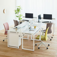 Ceha プレノデスクシステム L型天板デスク　左用　幅1675×奥行1075×高さ720mm 天板オーク/脚ホワイト 1台（4梱包）（取寄品）