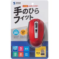 サンワサプライ ワイヤレスマウス 静音タイプ ブルーLED 手にフィットする5ボタン レッド MA-WBL161R 1個（直送品）
