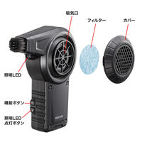 電動エアダスター コンパクト 風力2段階調整 ブラシノズル CD-ADE7BK 1個 サンワサプライ