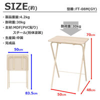 エイ・アイ・エス 折畳テーブル M 幅500×奥行480×高さ700mm グレー FT-08M GY 1台（直送品）