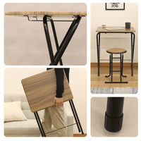 エイ・アイ・エス 折畳テーブル・チェアセット 幅600×奥行525×高さ715mm ブラウン FTC-01 BR 1セット(2点入)（直送品）