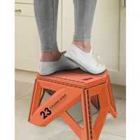 トレードワンセノ・ビー ソリッドLG 高さ23cm 折り畳み踏み台 耐荷重100kgオレンジ 307701個