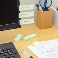 【強粘着】アスクル はたらく 強粘着ふせん 75×25mm パステルグリーン （短冊） 10冊（5冊×2箱）  オリジナル