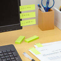 【強粘着】アスクル はたらく 強粘着ふせん 75×25mm ビビッドグリーン （短冊） 10冊（5冊×2箱）  オリジナル