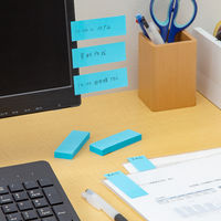 【強粘着】アスクル はたらく 強粘着ふせん 75×25mm ビビッドブルー （短冊） 10冊（5冊×2箱）  オリジナル