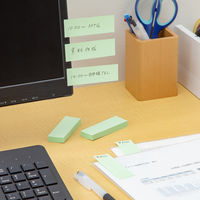 【強粘着】アスクル はたらく 強粘着ふせん 75×25mm パワーパステルグリーン （短冊） 5冊  オリジナル