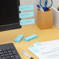 【強粘着】アスクル はたらく 強粘着ふせん 75×25mm パワーパステルブルー （短冊） 10冊（5冊×2箱）  オリジナル