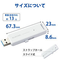 SSD 外付け 1TB スライド式 USB3.2(Gen2) 高速 ホワイト ESD-EMB1000GWH エレコム 1個（直送品）