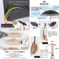 大河商事 日傘 晴雨兼用 UPF50+完全遮光 2つ折り 軽量 耐風 木目調 グレージュ solshade022-GYIV 1本（直送品）
