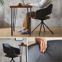 ホームテイスト レザー調ラウンドダイニングチェア テーブル セット WA×ブラウン SH-23-OFD2 1セット(2点入)（直送品）