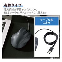 マウス 有線 静音マウス 握りの極み 抗菌 5ボタン Lサイズ ブラック M-XGL30UBSKABK エレコム 1個（直送品）