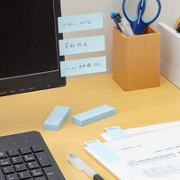 【強粘着】アスクル はたらく 強粘着ふせん 75×25mm パステルブルー （短冊） 10冊（5冊×2箱）  オリジナル