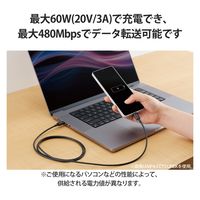 タイプCケーブル (USB-C to C) PD対応 60W 耐久 2m 黒 MPA-CCYS20NBK エレコム 1本（直送品）